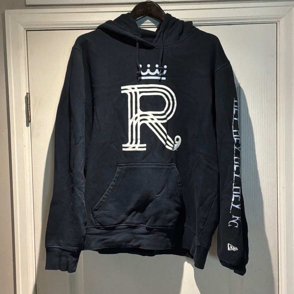 New Era Black Hoodie with White Crown R Logo